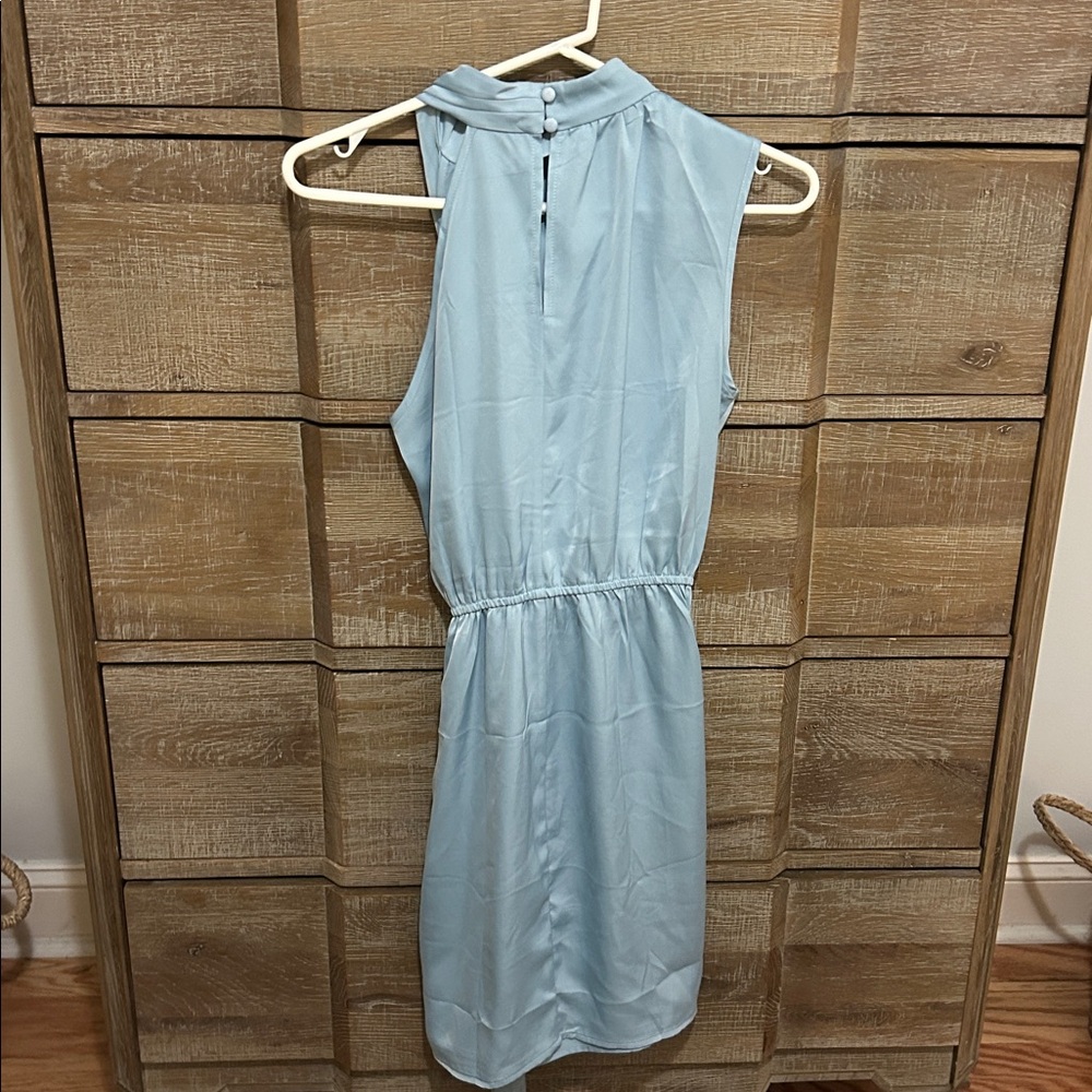 PrettyGarden One Shoulder Light Blue Satin Dress - Picture 7 of 12